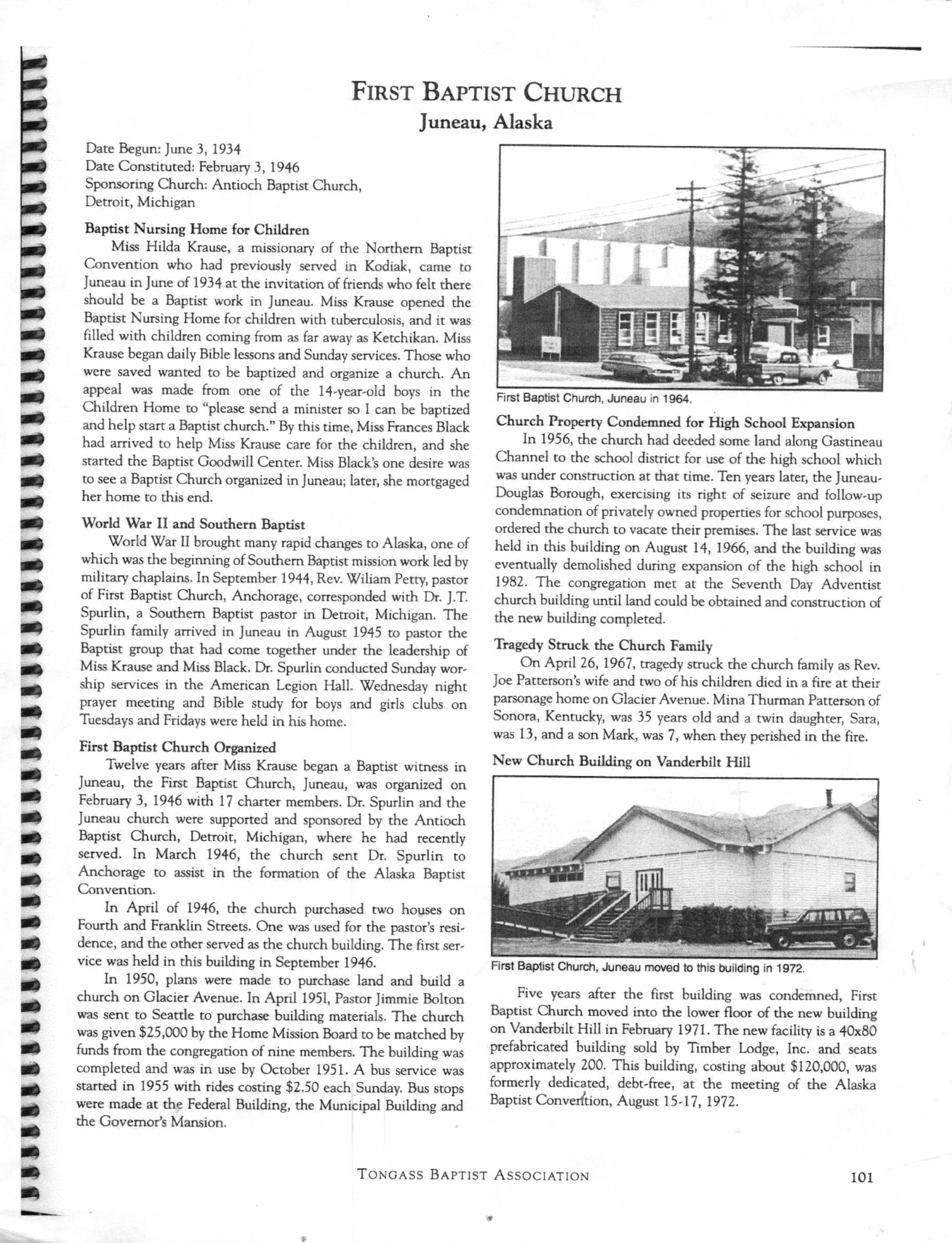 History First Baptist Church Juneau History first baptist church juneau